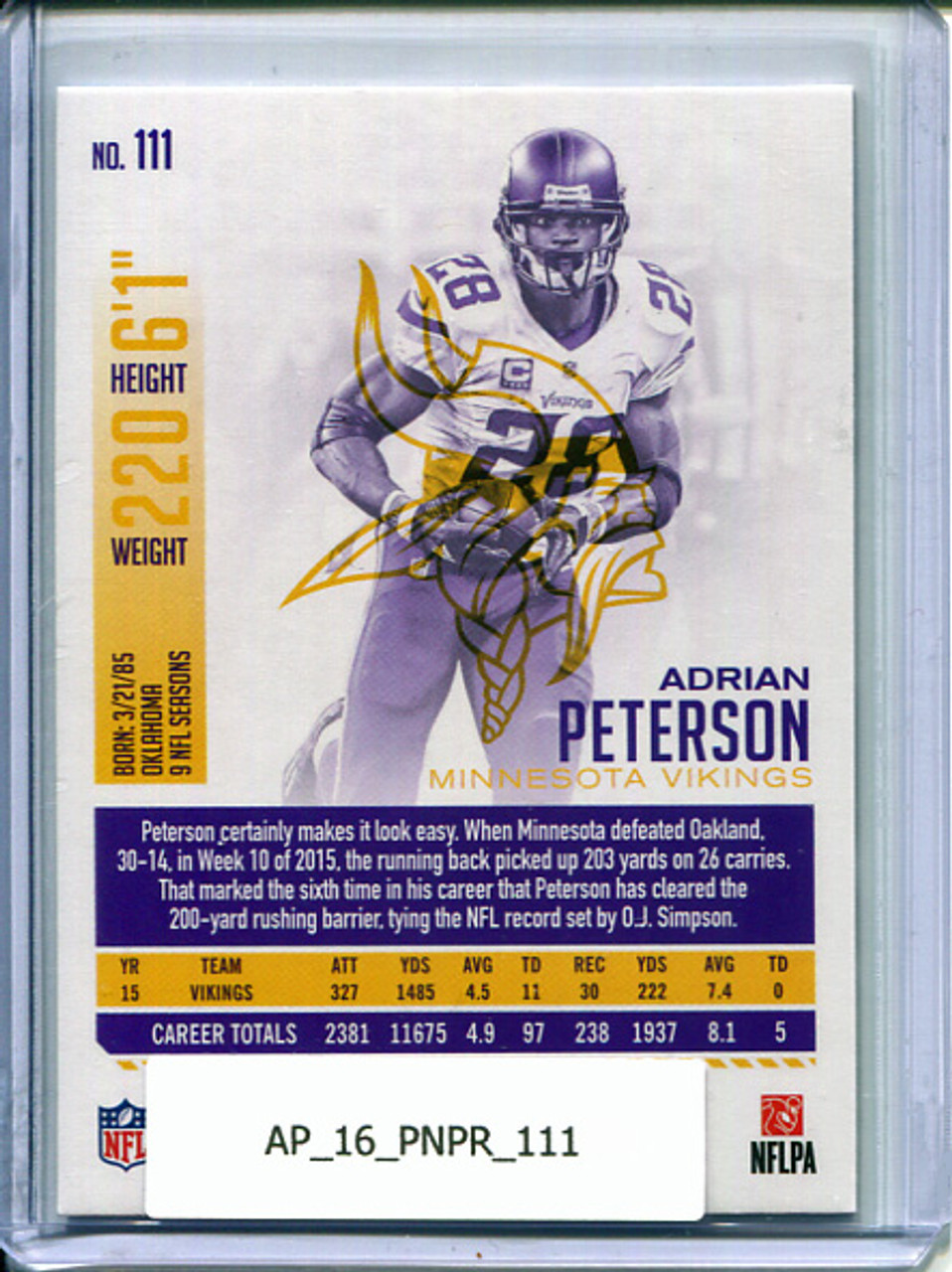 Adrian Peterson 2016 Prestige #111