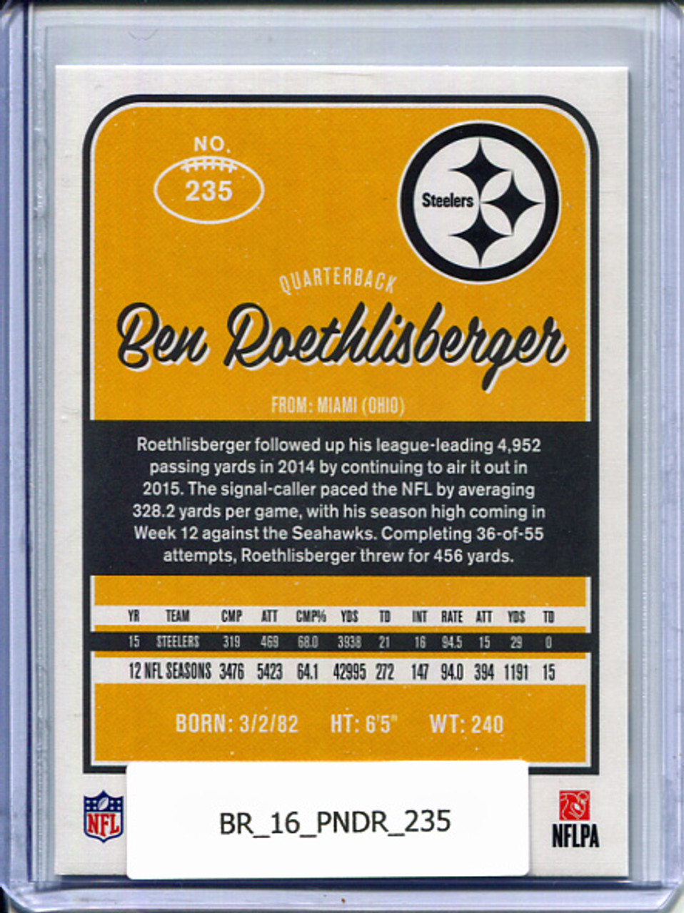 Ben Roethlisberger 2016 Donruss #235