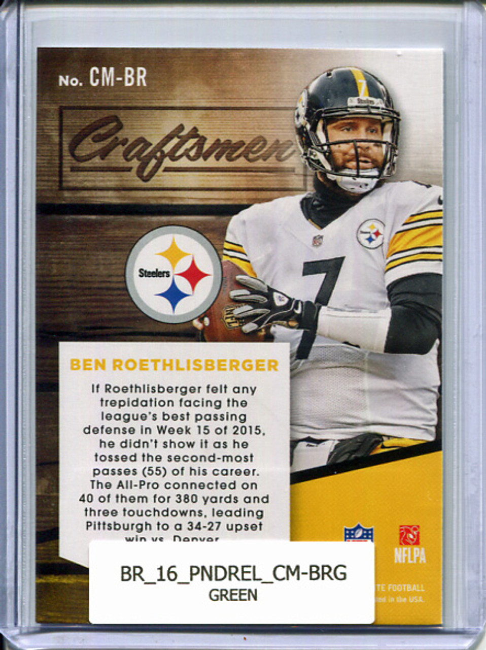 Ben Roethlisberger 2016 Donruss Elite, Craftsmen #CM-BR Green