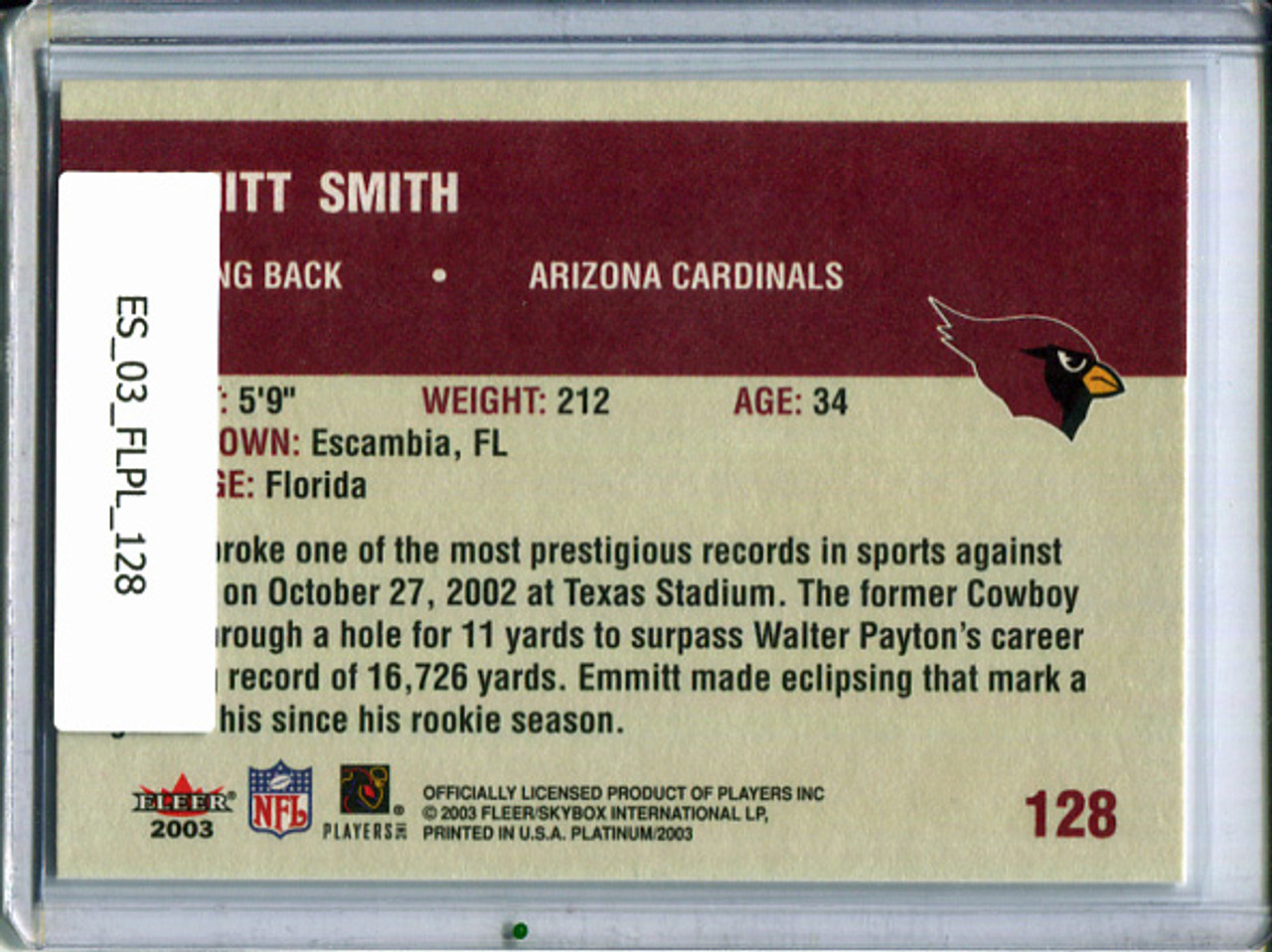Emmitt Smith 2003 Platinum #128