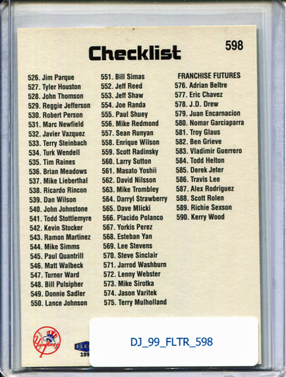 Derek Jeter 1999 Tradition #598 Checklist