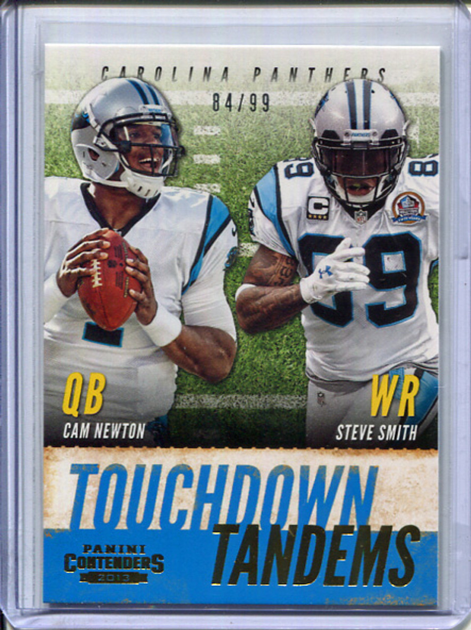 Cam Newton, Steve Smith 2013 Contenders, Touchdown Tandems #19 Gold (#84/99)