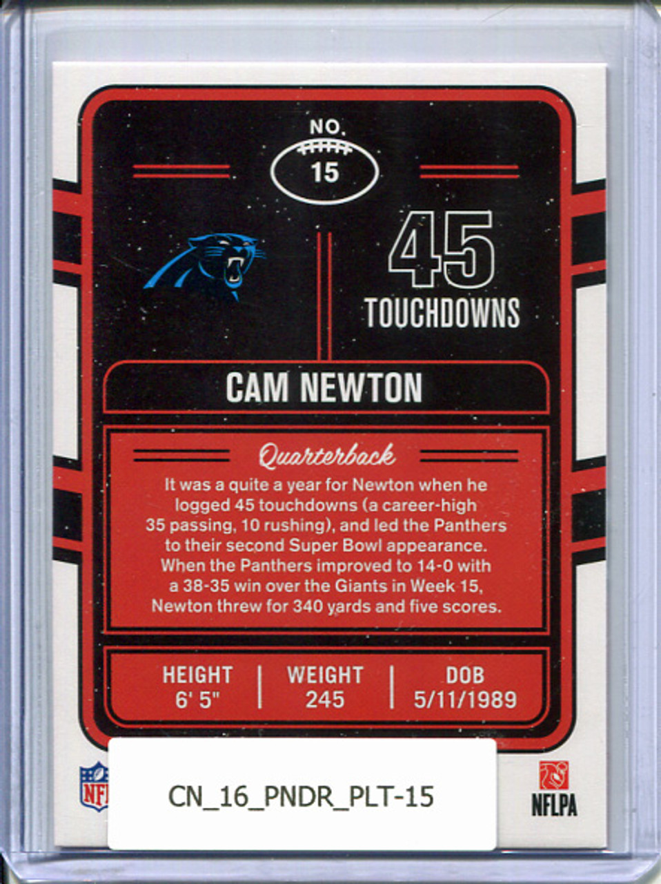 Cam Newton 2016 Donruss, Production Line Touchdowns #15