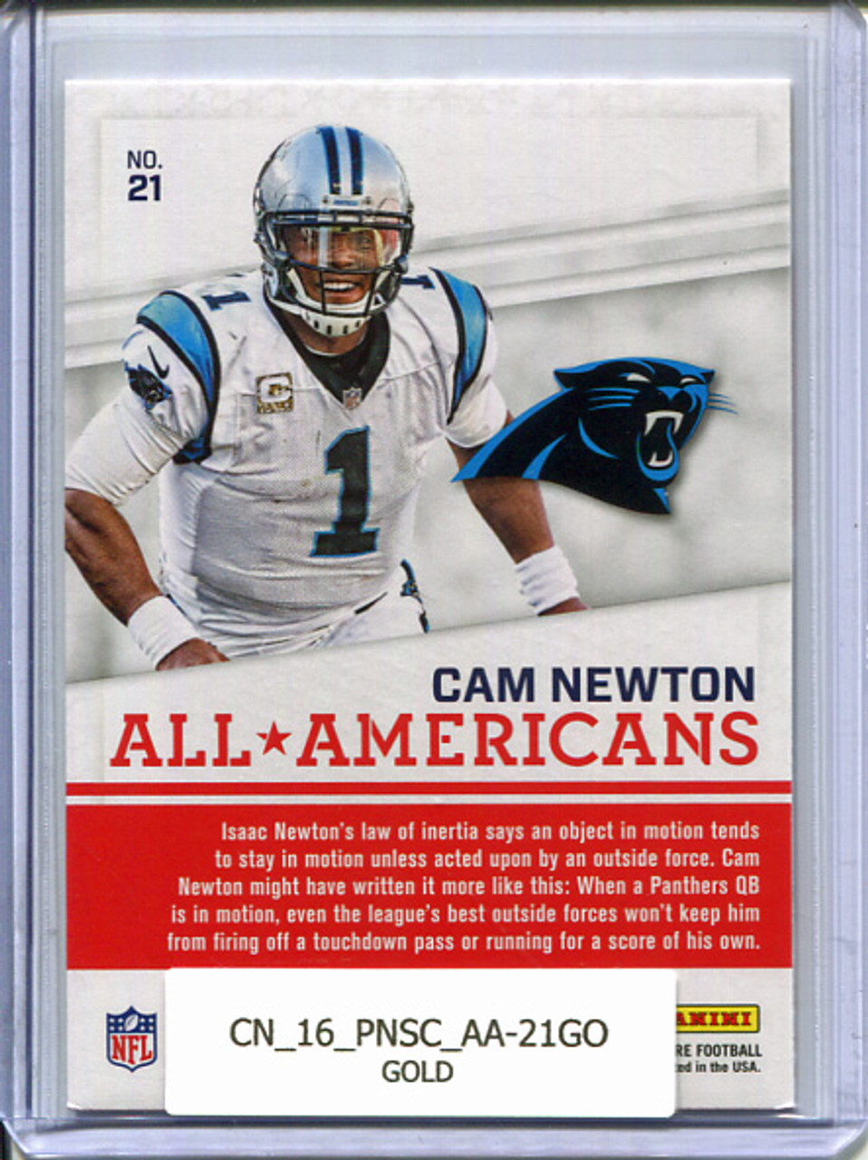 Cam Newton 2016 Score, All Americans #21 Gold