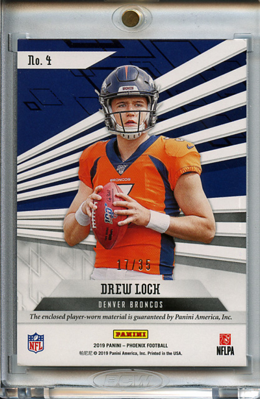 Drew Lock 2019 Phoenix, Rookie Premiere Memorabilia #4 Prime Blue (#17/35)