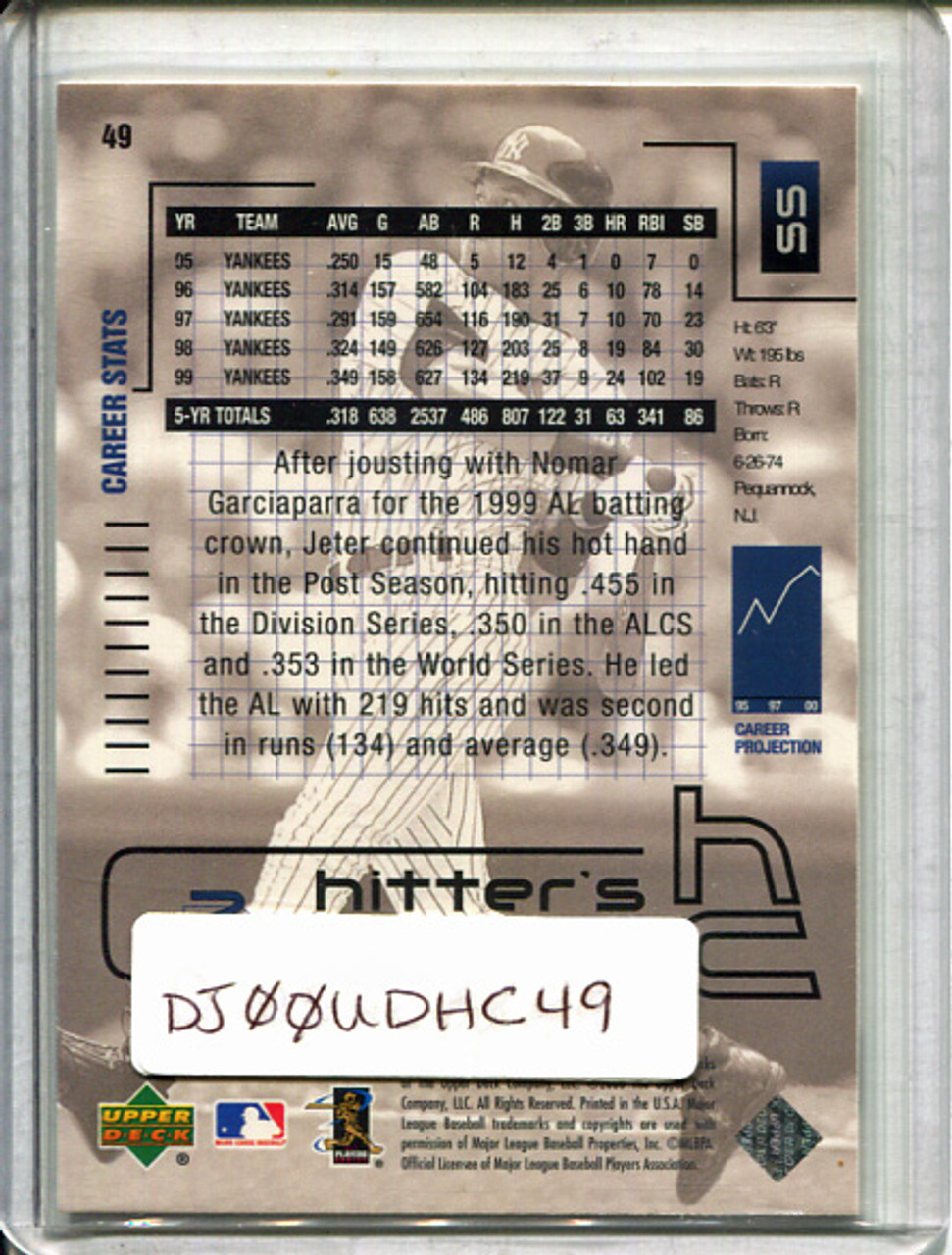 Derek Jeter 2000 Upper Deck Hitter's Club #49