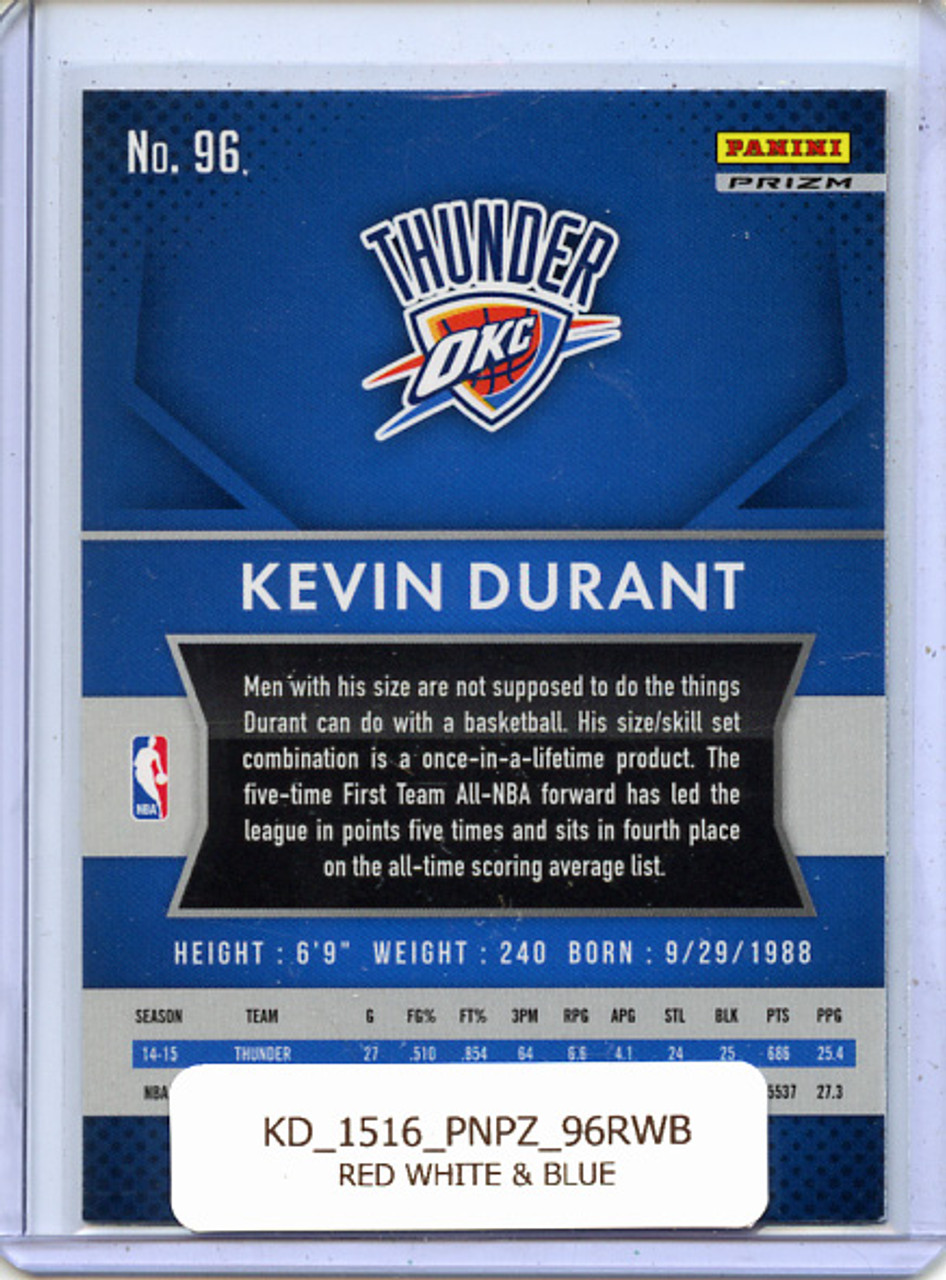 Kevin Durant 2015-16 Prizm #96 Red White & Blue