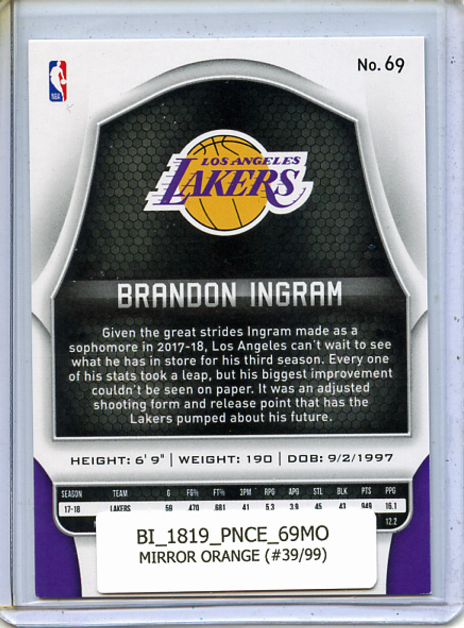 Brandon Ingram 2018-19 Certified #69 Mirror Orange (#39/99)