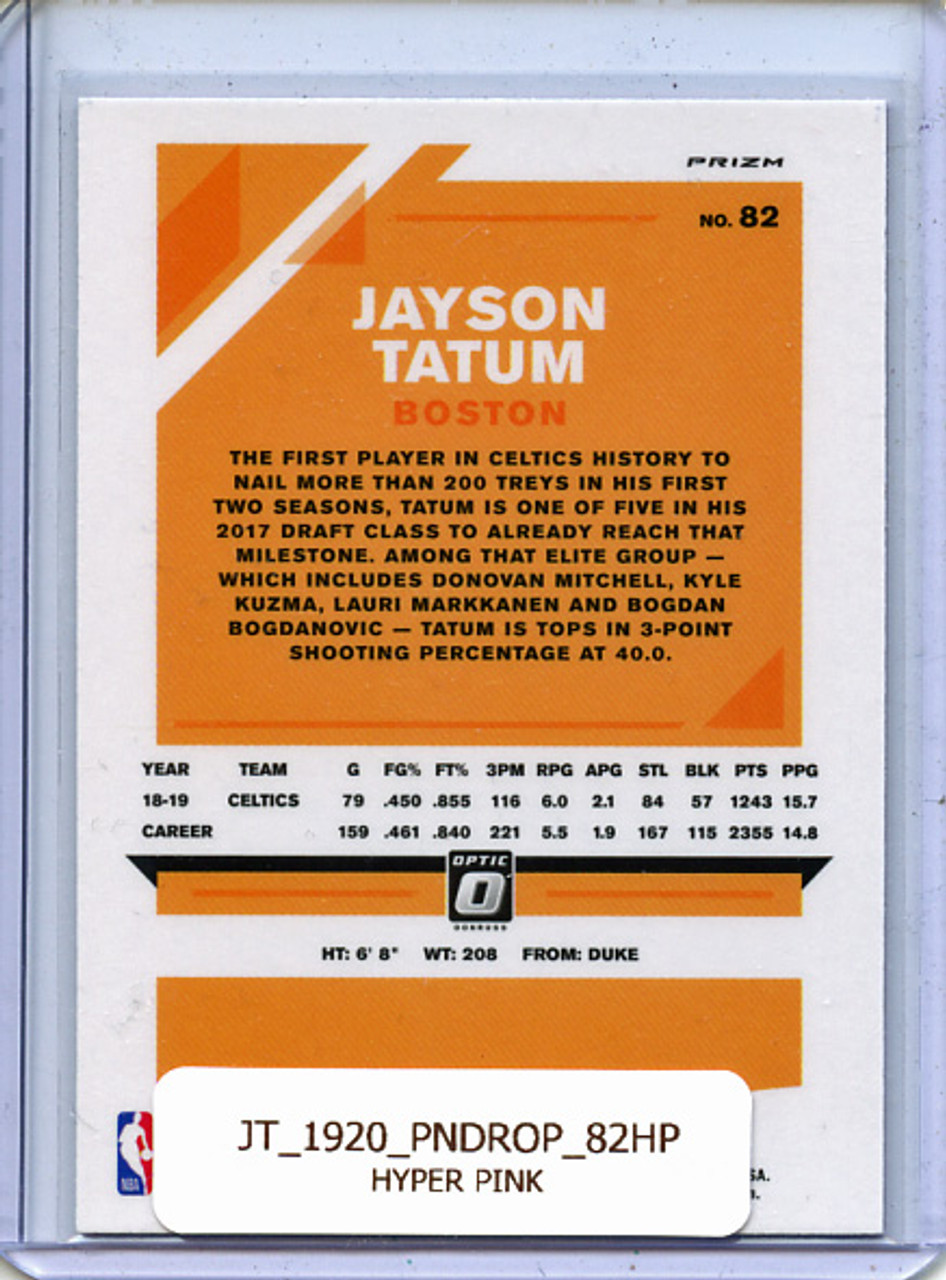 Jayson Tatum 2019-20 Donruss Optic #82 Hyper Pink