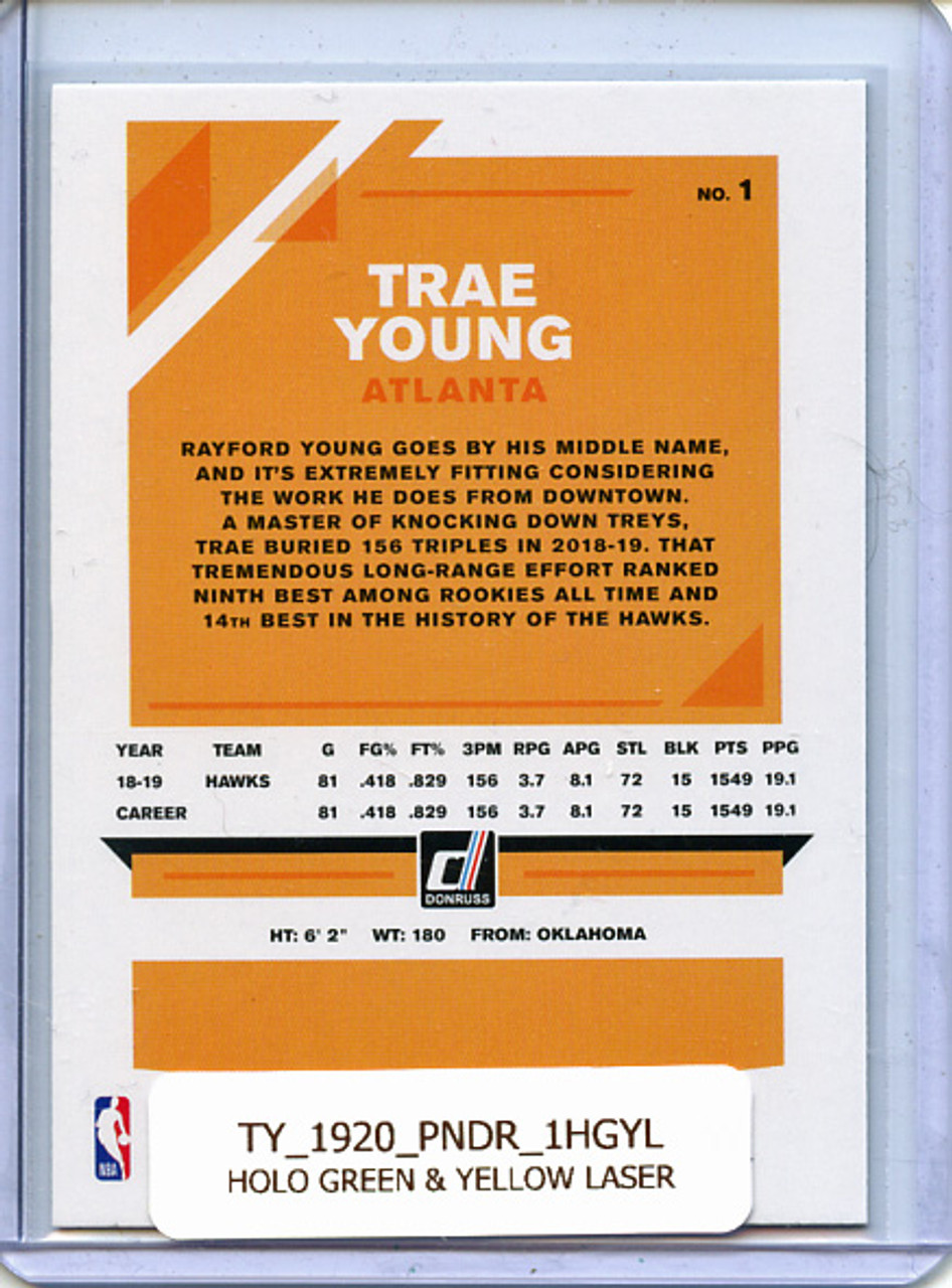 Trae Young 2019-20 Donruss #1 Holo Green & Yellow Laser