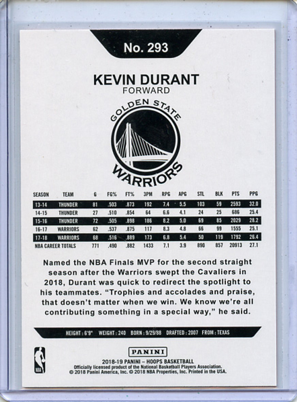 Kevin Durant 2018-19 Hoops #293 Hoops Tribute Orange (#04/25)