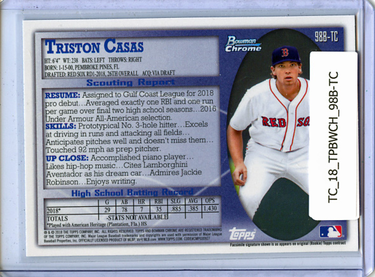 Triston Casas 2018 Bowman Chrome Draft, 1998 Bowman #98B-TC