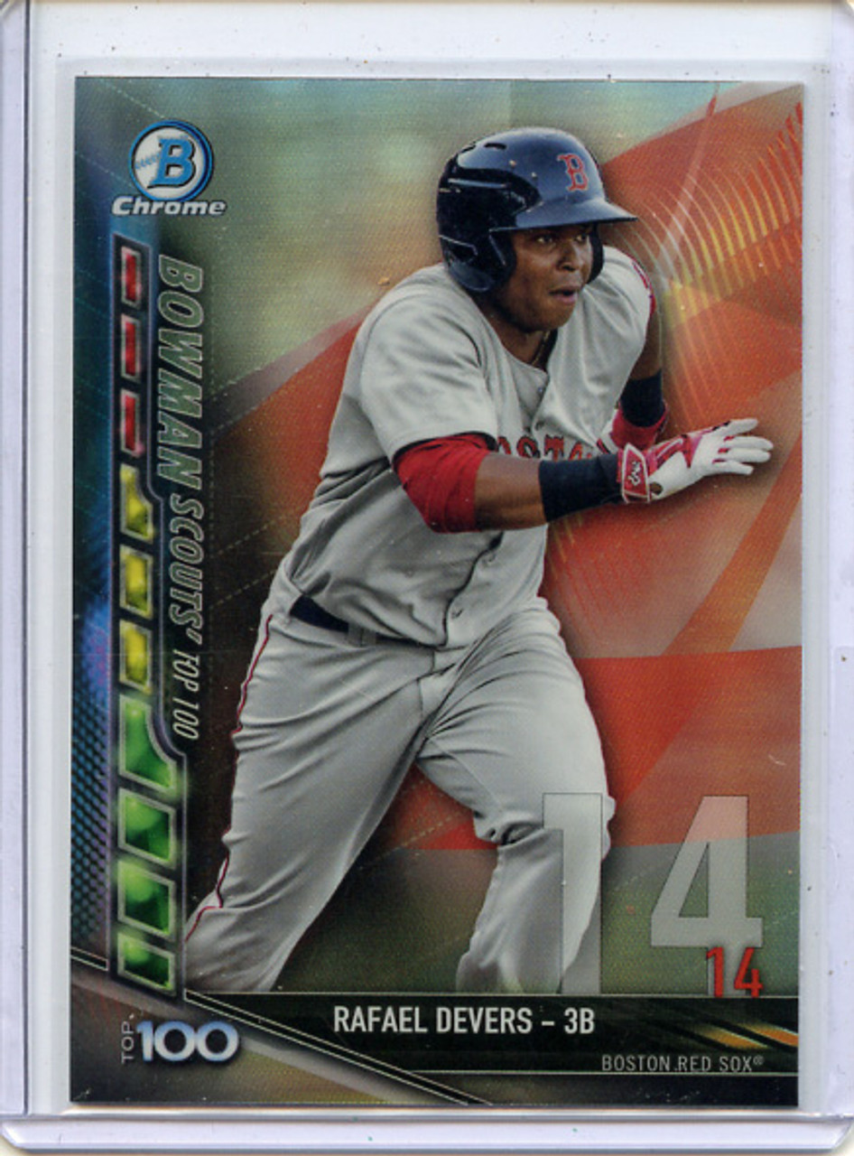 Rafael Devers 2017 Bowman Chrome, Scouts Top 100 #BTP-14