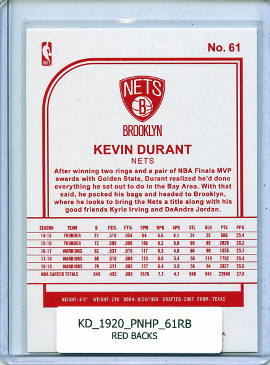 Kevin Durant 2019-20 Hoops #61 Red Backs
