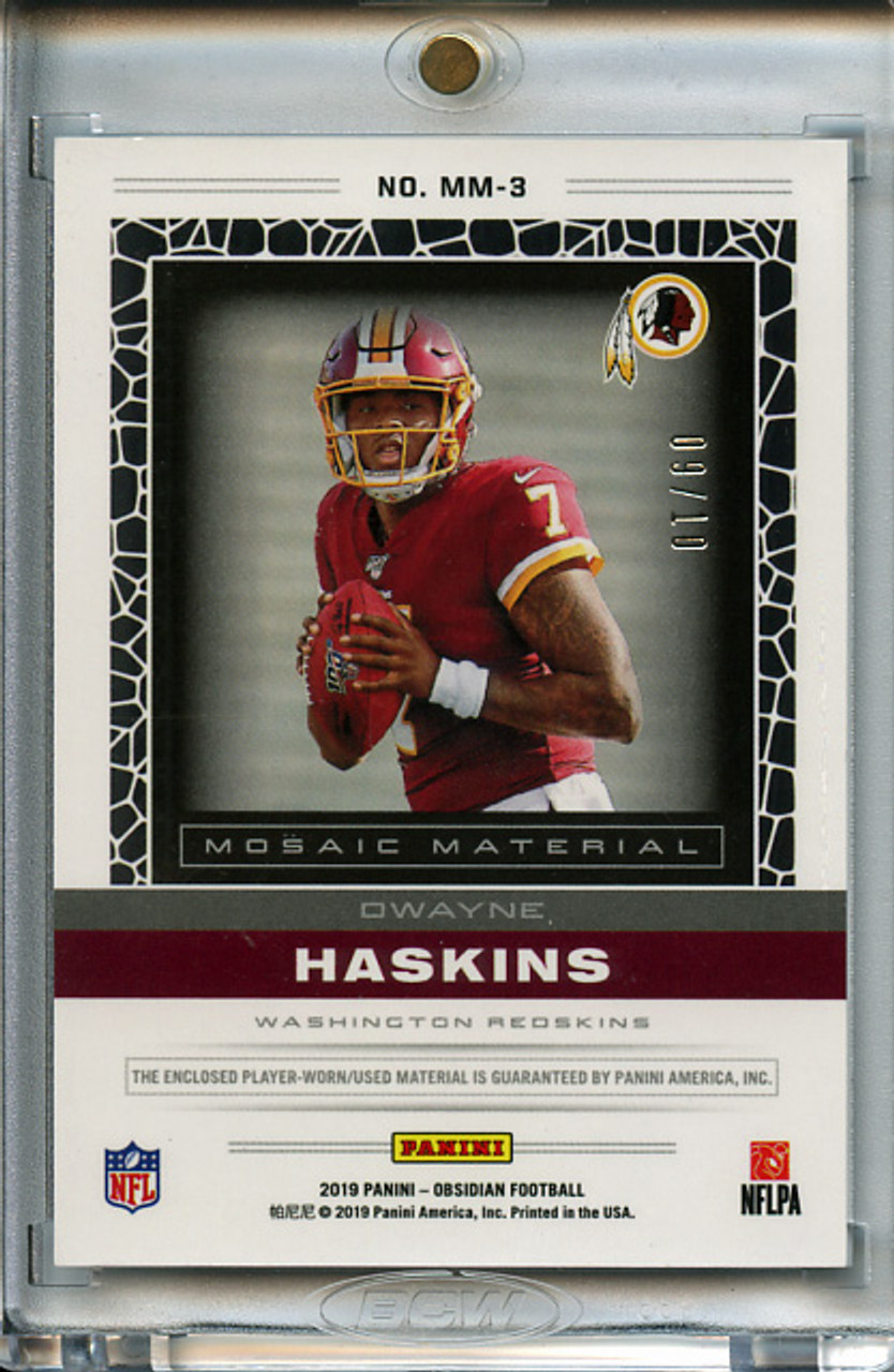 Dwayne Haskins 2019 Obsidian, Mosaic Materials #MM-3 Electric Etch Yellow (#09/10)