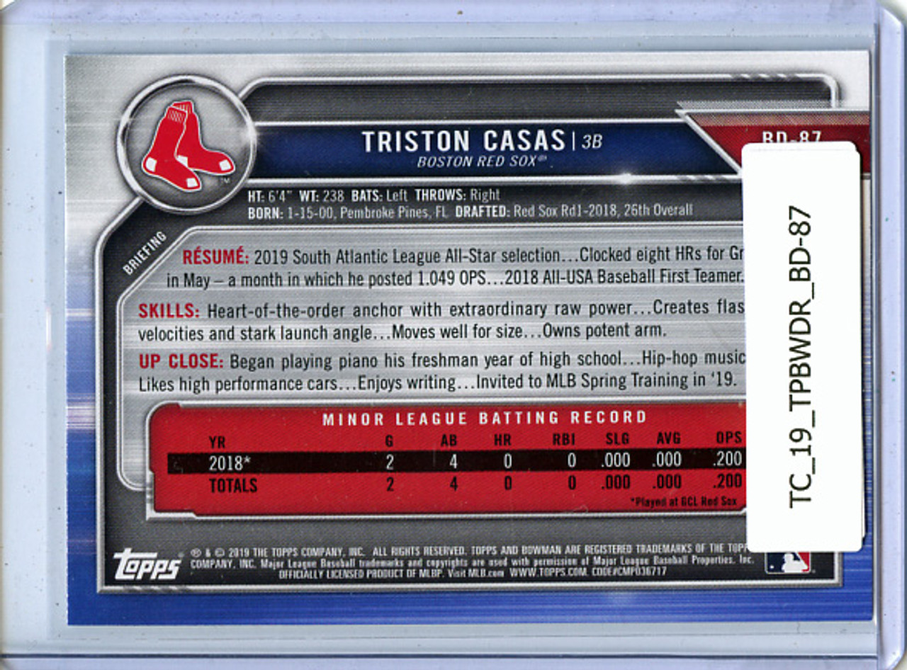 Triston Casas 2019 Bowman Draft #BD-87