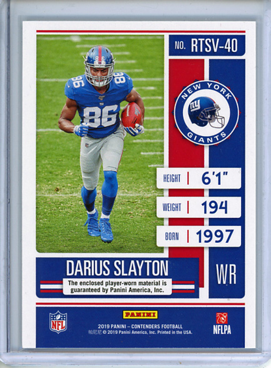 Darius Slayton 2019 Contenders, Rookie Ticket Swatches Variations #RTS-40V Emerald (1)