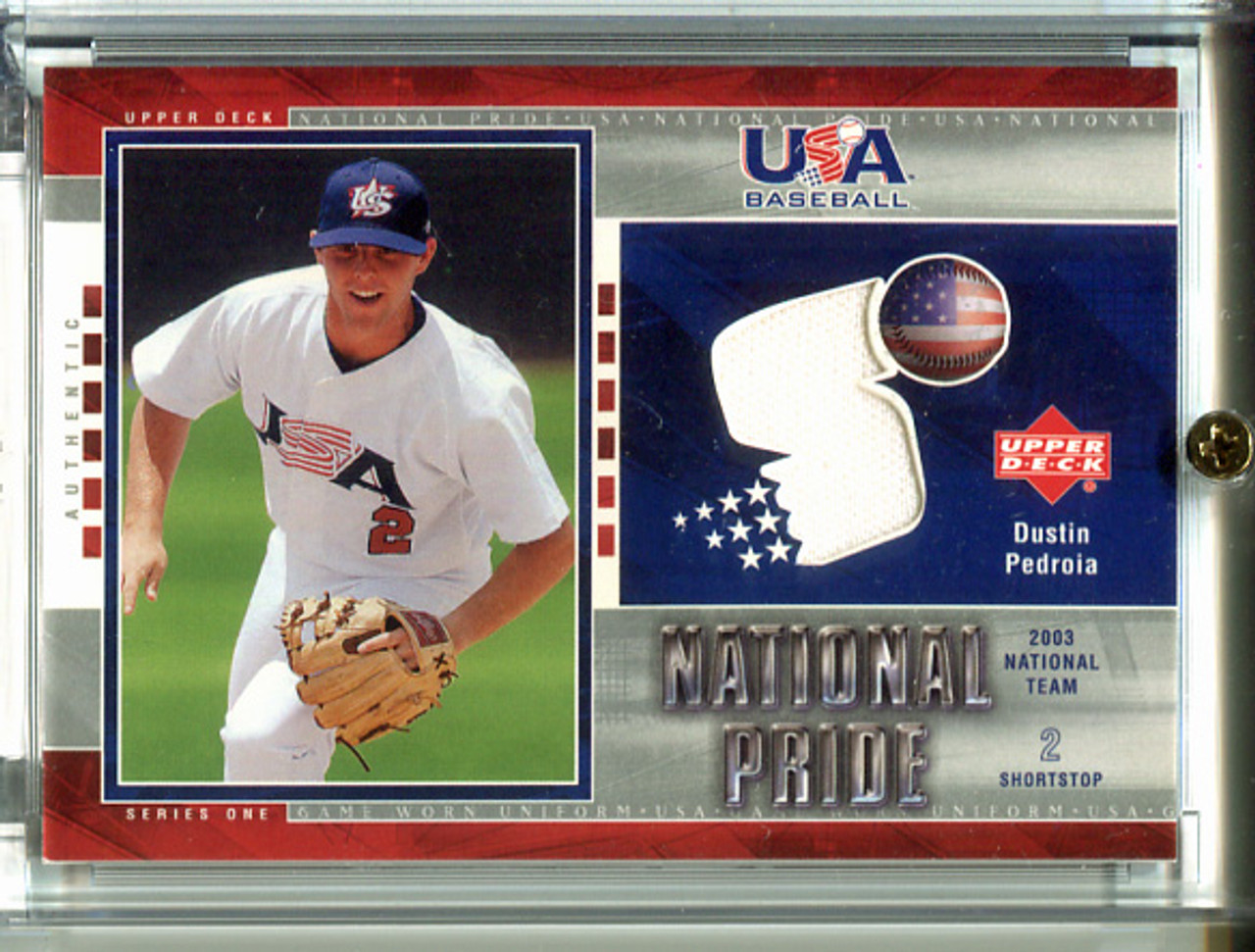 Dustin Pedroia 2004 Upper Deck USA Baseball, National Pride Jersey #USA16