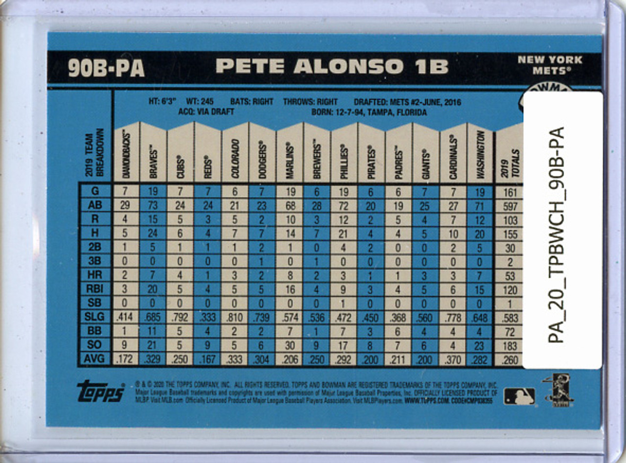 Pete Alonso 2020 Bowman Chrome, 1990 Bowman #90B-PA