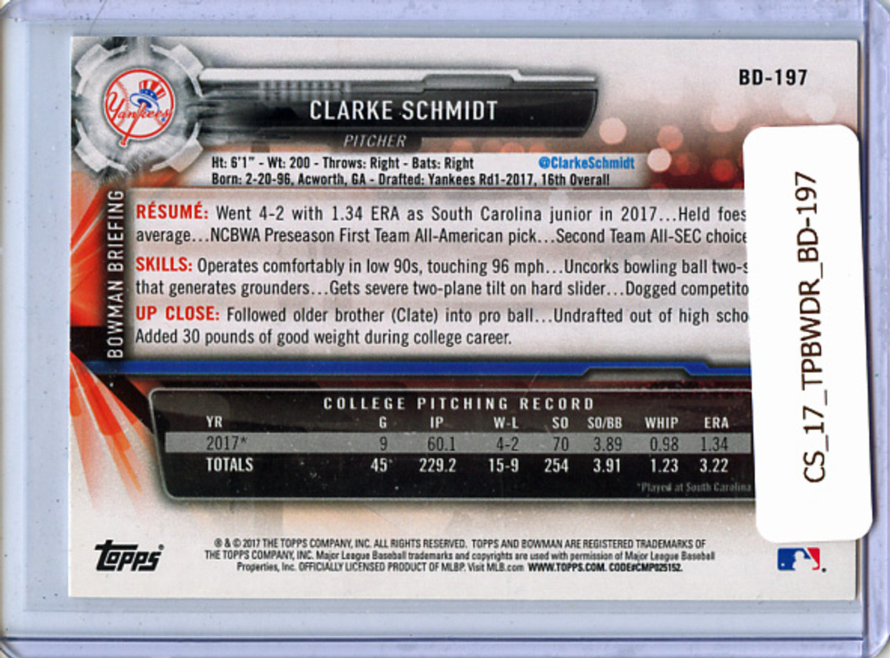 Clarke Schmidt 2017 Bowman Draft #BD-197