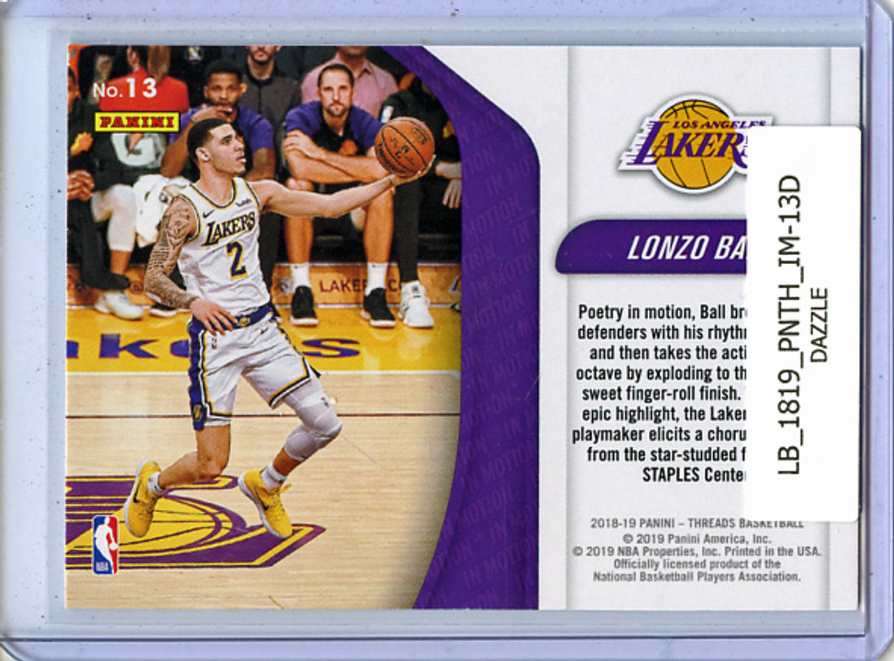 Lonzo Ball 2018-19 Threads, In Motion #13 Dazzle