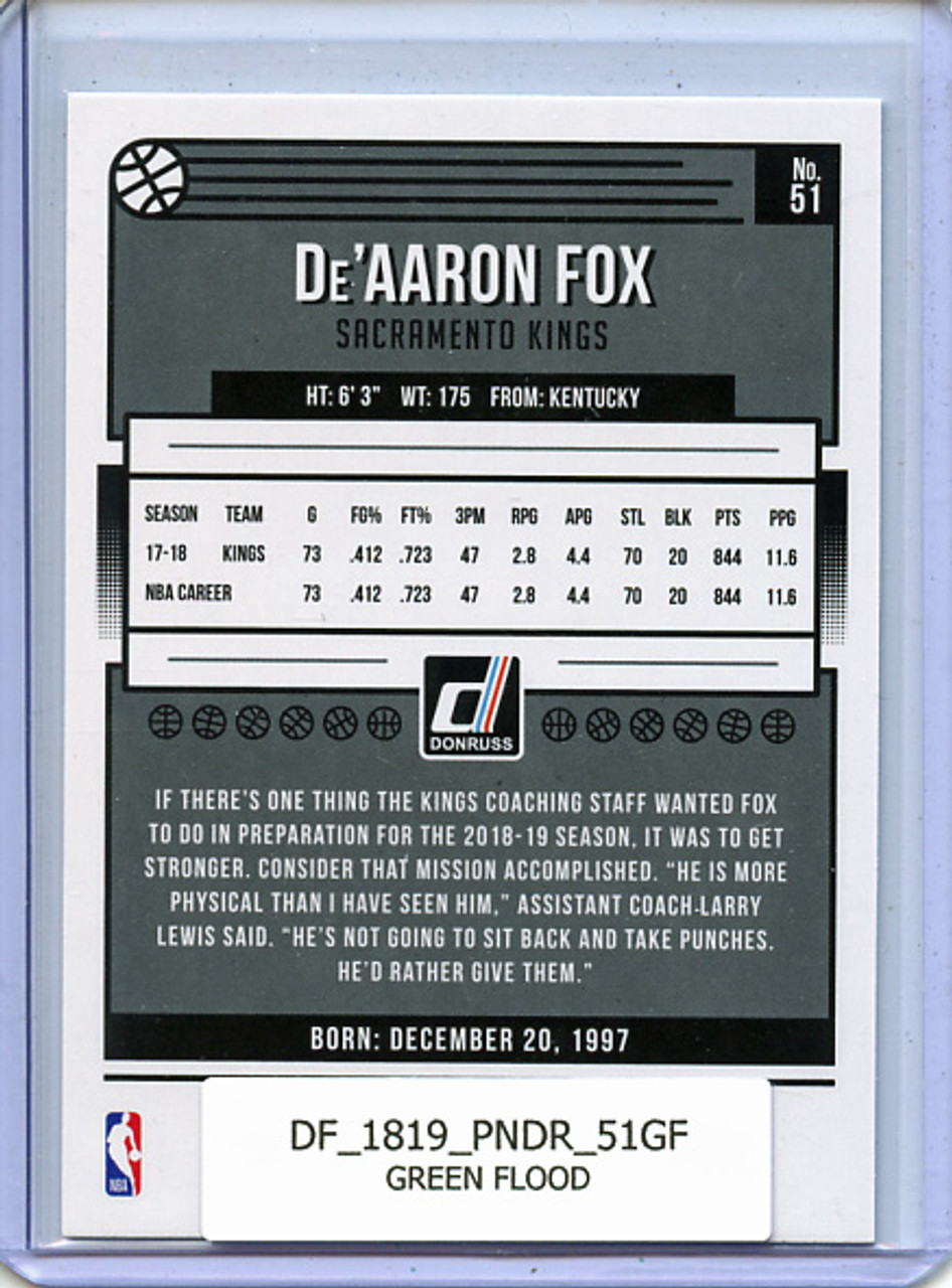 De'Aaron Fox 2018-19 Donruss #51 Green Flood