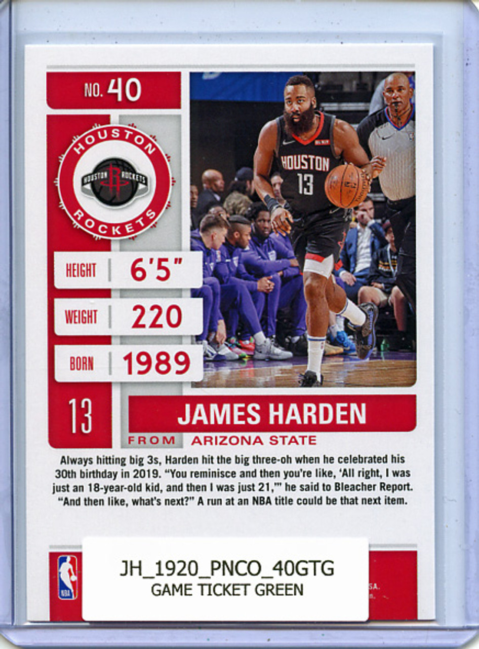 James Harden 2019-20 Contenders #40 Game Ticket Green