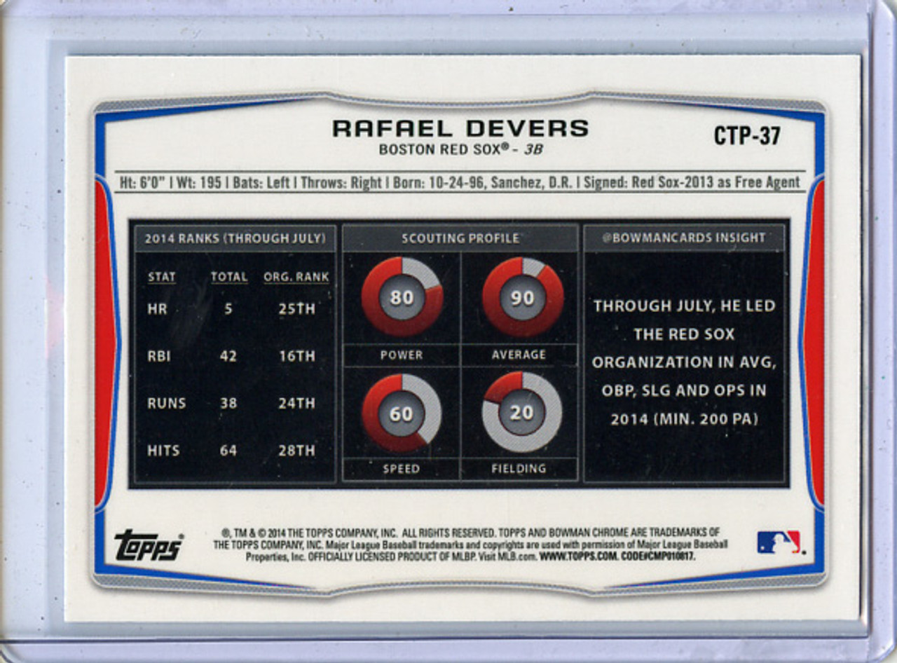 Rafael Devers 2014 Bowman Chrome Draft #CTP-37 Refractors (6)