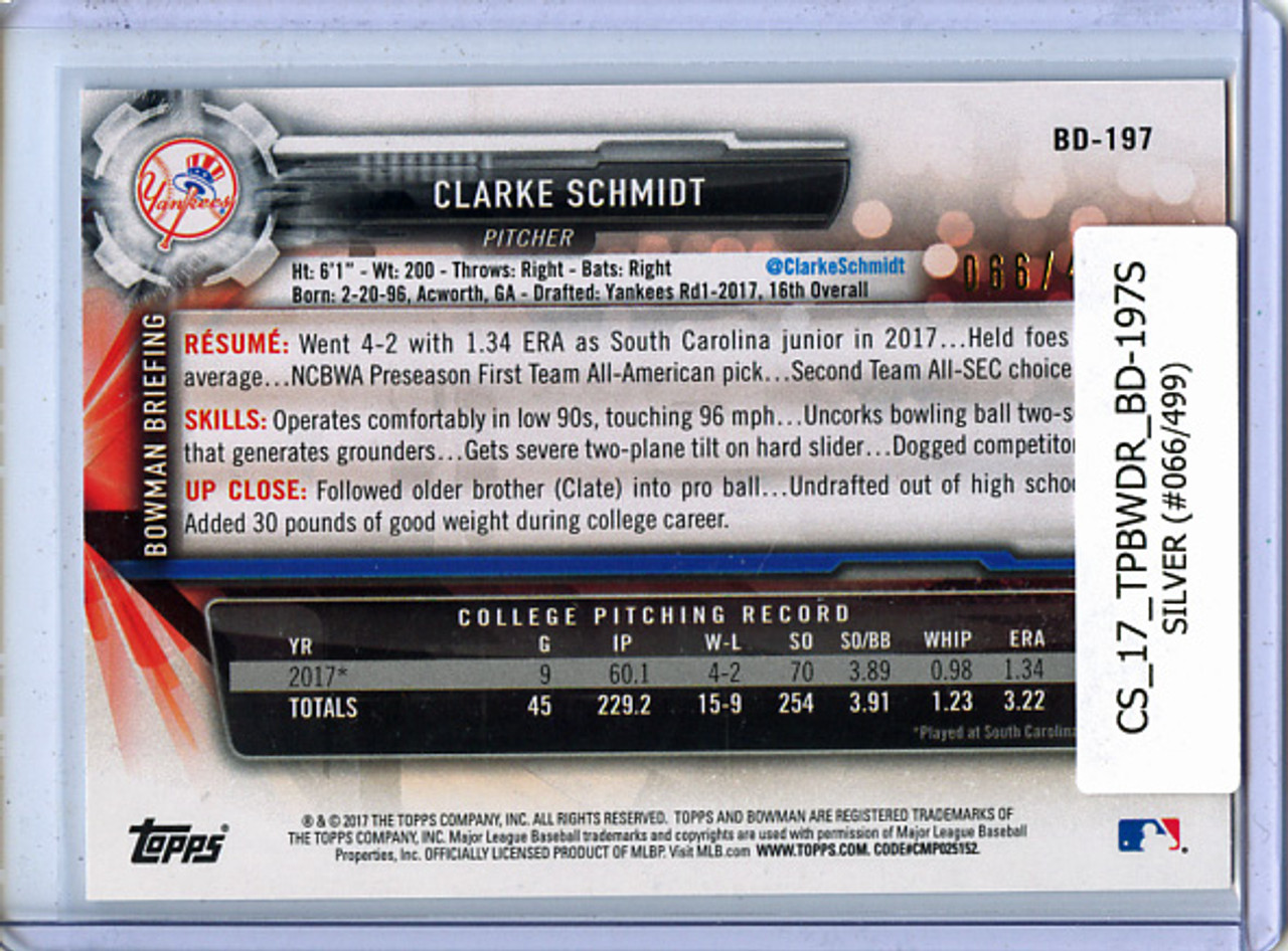Clarke Schmidt 2017 Bowman Draft #BD-197 Silver (#066/499)
