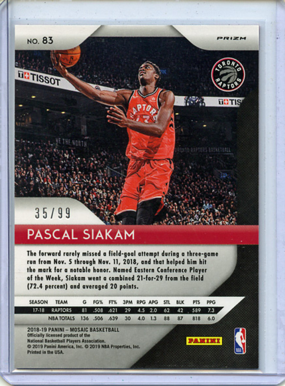 Pascal Siakam 2018-19 Prizm Mosaic #83 Orange (#35/99)