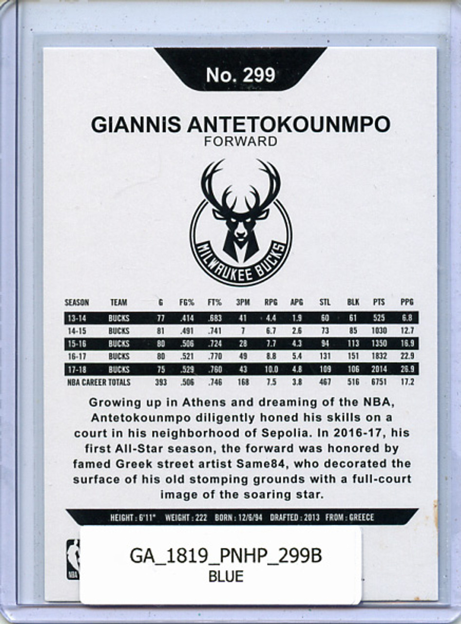 Giannis Antetokounmpo 2018-19 Hoops #299 Hoops Tribute Blue