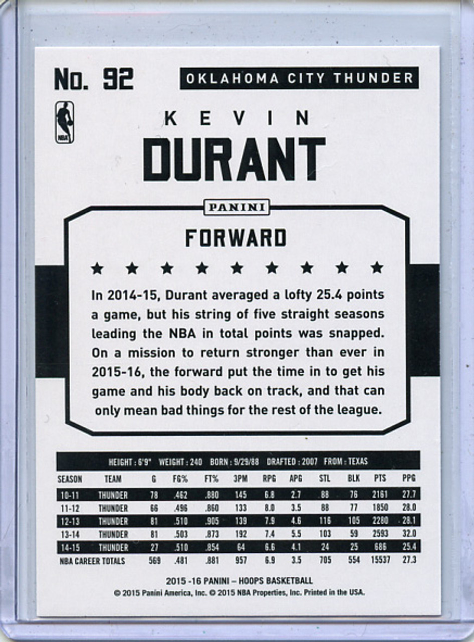 Kevin Durant 2015-16 Hoops #92 Gold