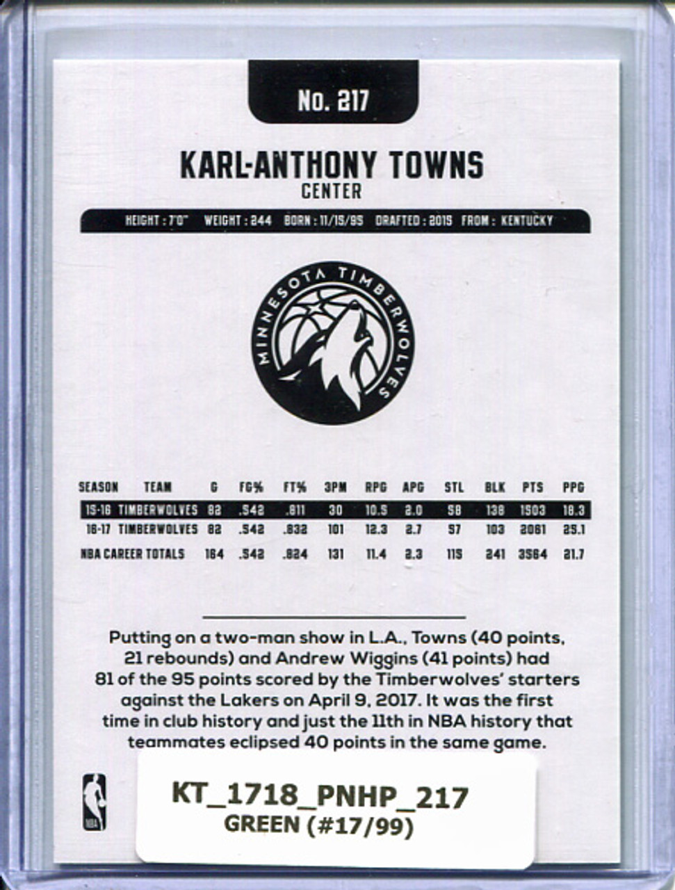 Karl-Anthony Towns 2017-18 Hoops #217 Green (#17/99)