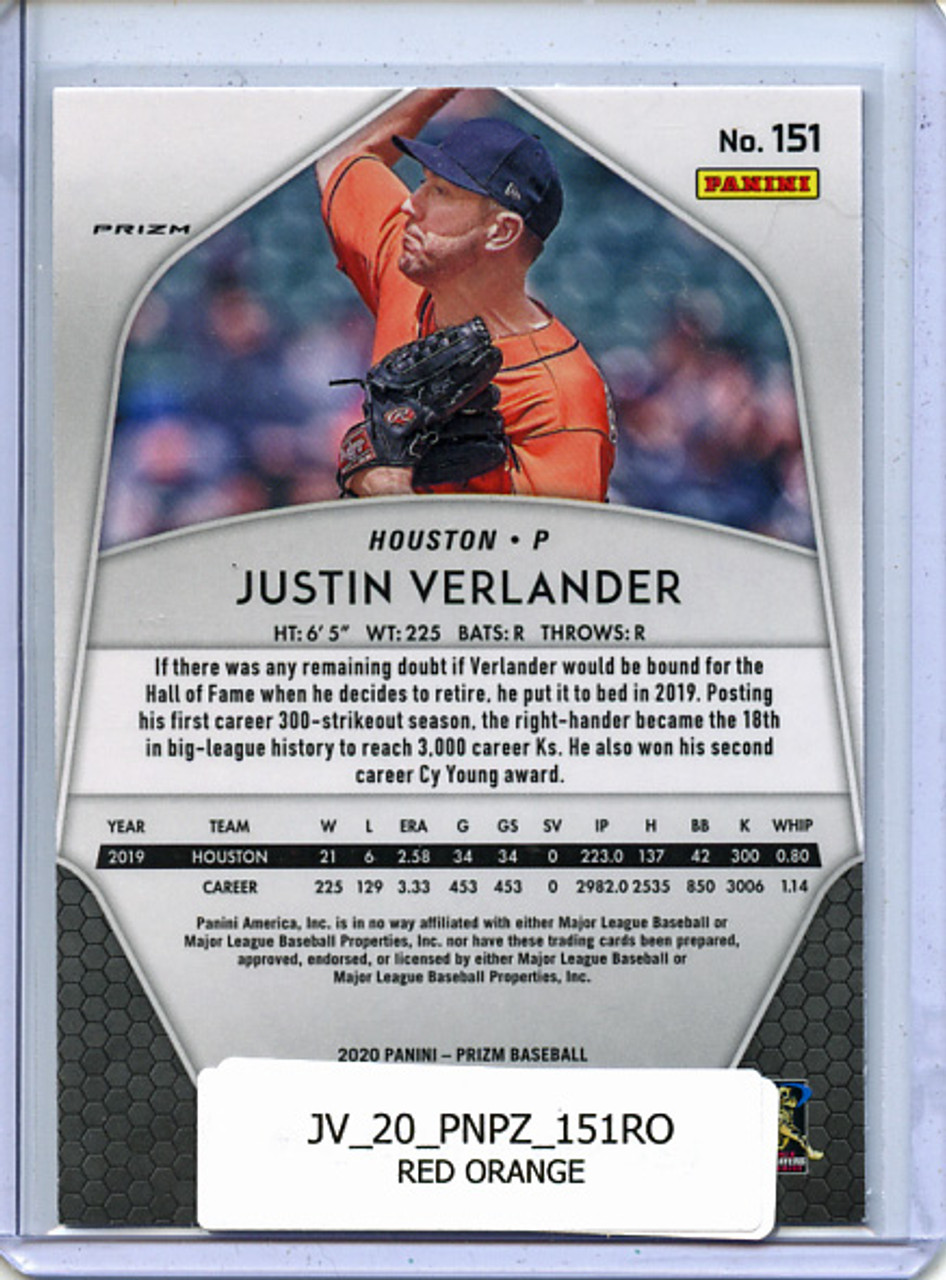 Justin Verlander 2020 Prizm #151 Red Orange