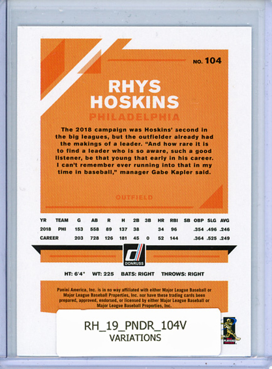 Rhys Hoskins 2019 Donruss #104 Variations