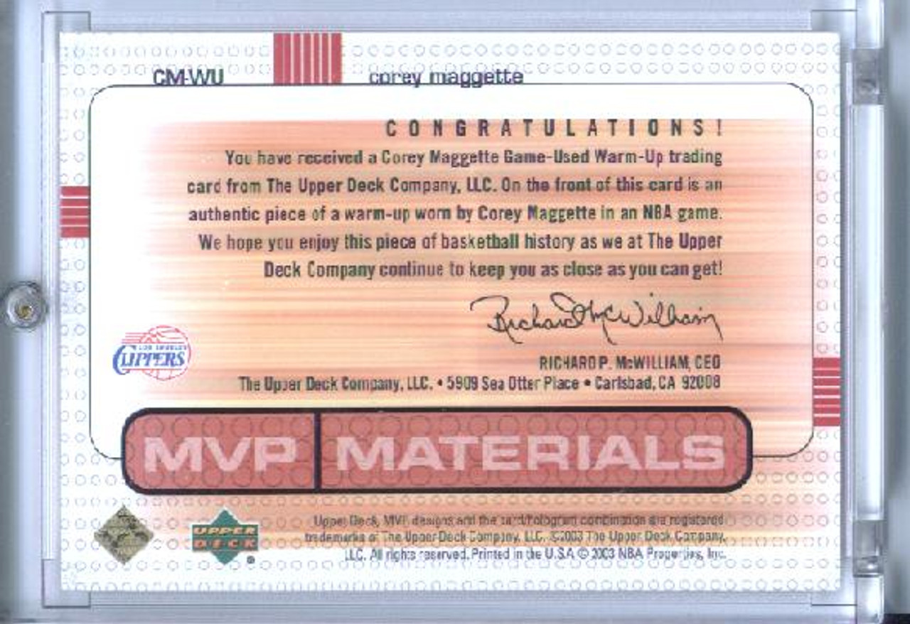Corey Maggette 2003-04 MVP, Materials Warm-Ups #CM-WU