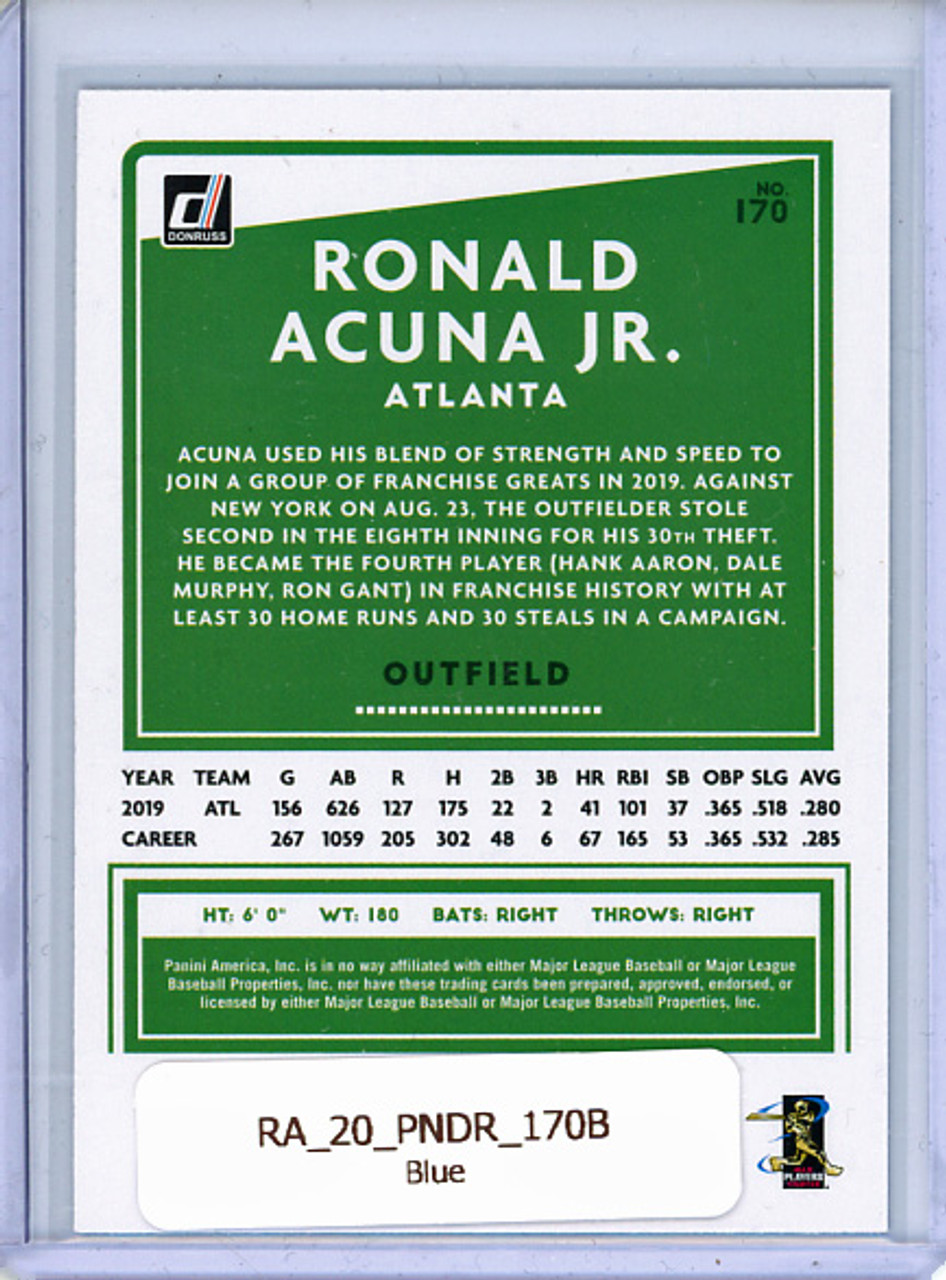 Ronald Acuna Jr. 2020 Donruss #170 Holo Blue