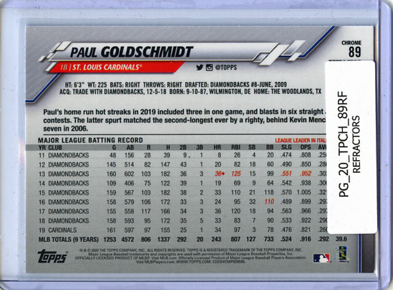 Paul Goldschmidt 2020 Topps Chrome #89 Refractors