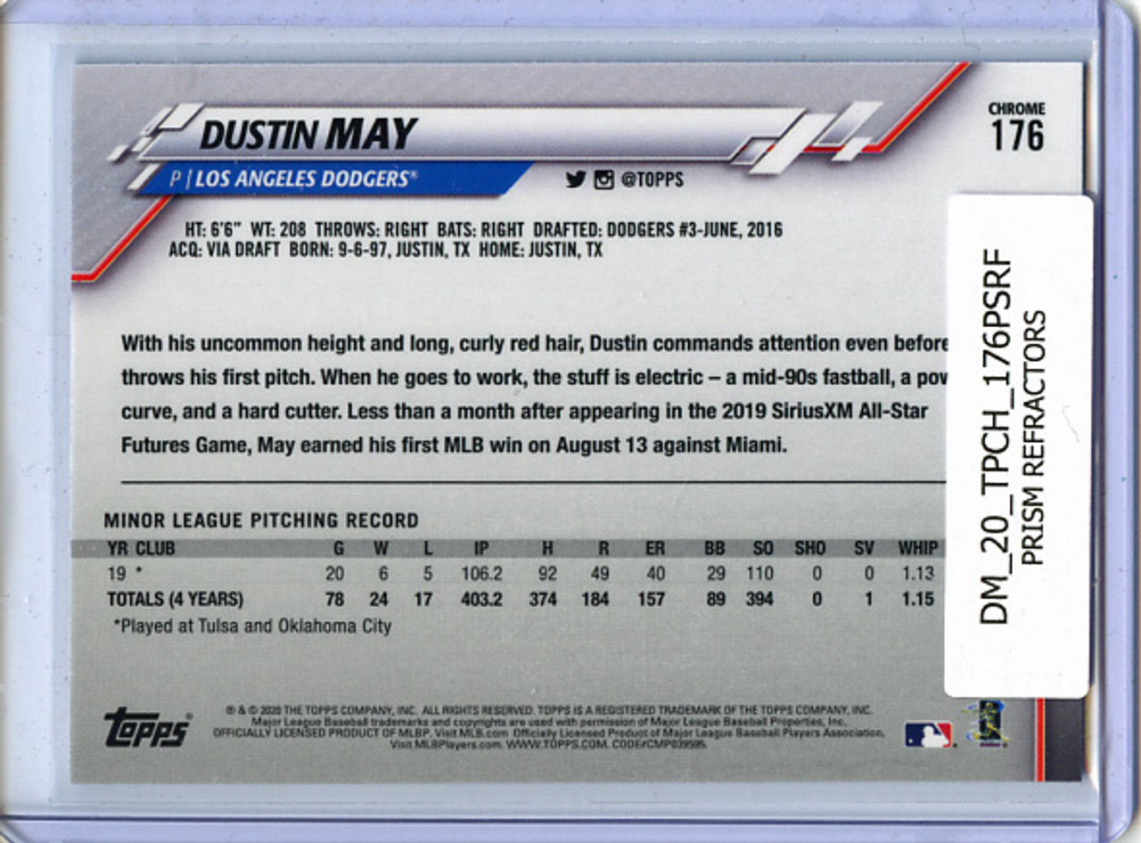 Dustin May 2020 Topps Chrome #176 Prism Refractors