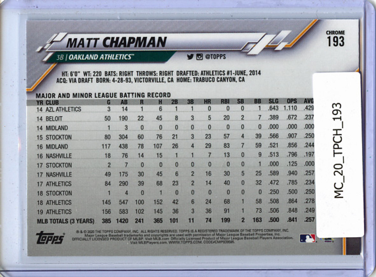 Matt Chapman 2020 Topps Chrome #193