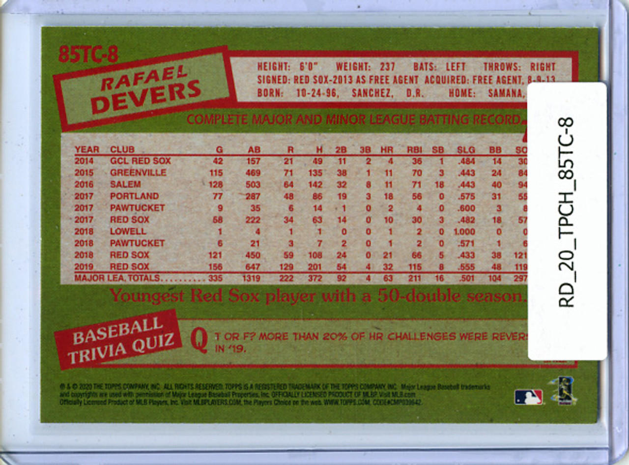 Rafael Devers 2020 Topps Chrome, 1985 Topps #85TC-8