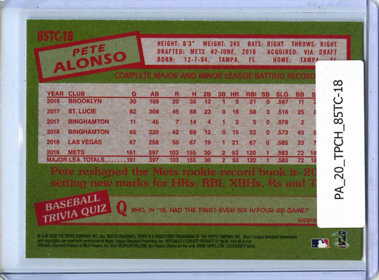 Pete Alonso 2020 Topps Chrome, 1985 Topps #85TC-18