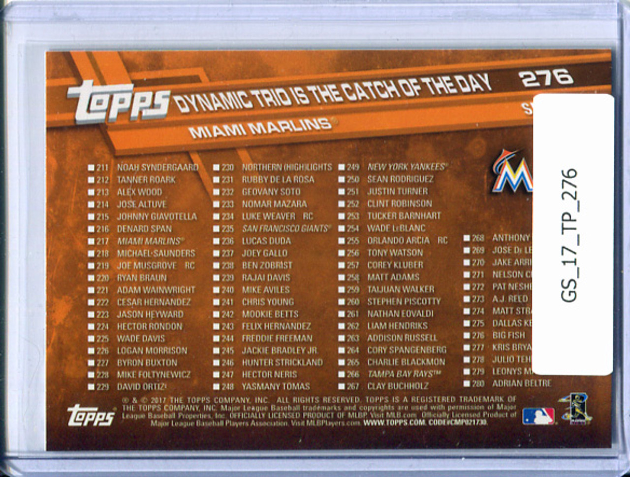 Giancarlo Stanton, Christian Yelich, Marcell Ozuna 2017 Topps #276 Big Fish