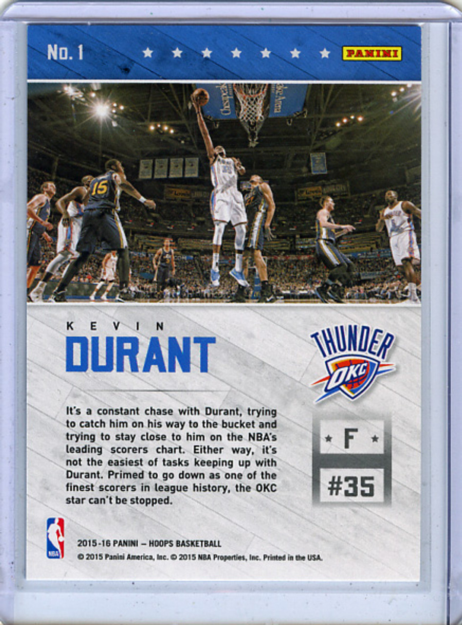 Kevin Durant 2015-16 Hoops, Courtside #1 Holo Green (#04/25)