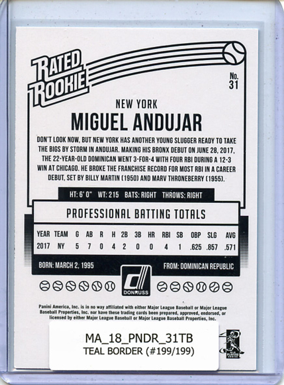 Miguel Andujar 2018 Donruss #31 Teal Border (#199/199)