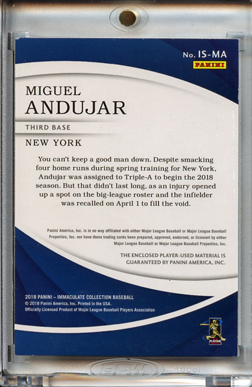 Miguel Andujar 2018 Immaculate, Swatches #IS-MA Jersey Number (#16/25)