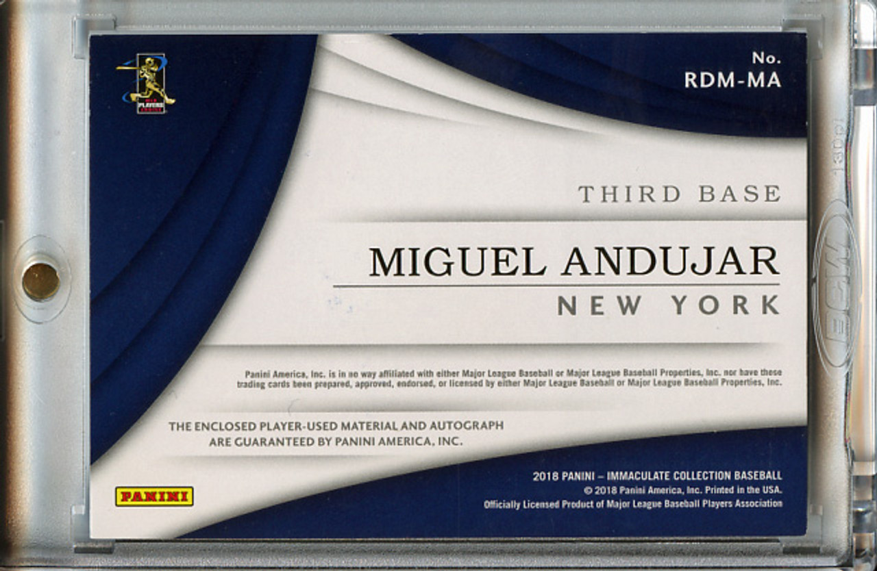 Miguel Andujar 2018 Immaculate, Rookie Dual Material Autographs #RDM-MA Gold (#28/49)