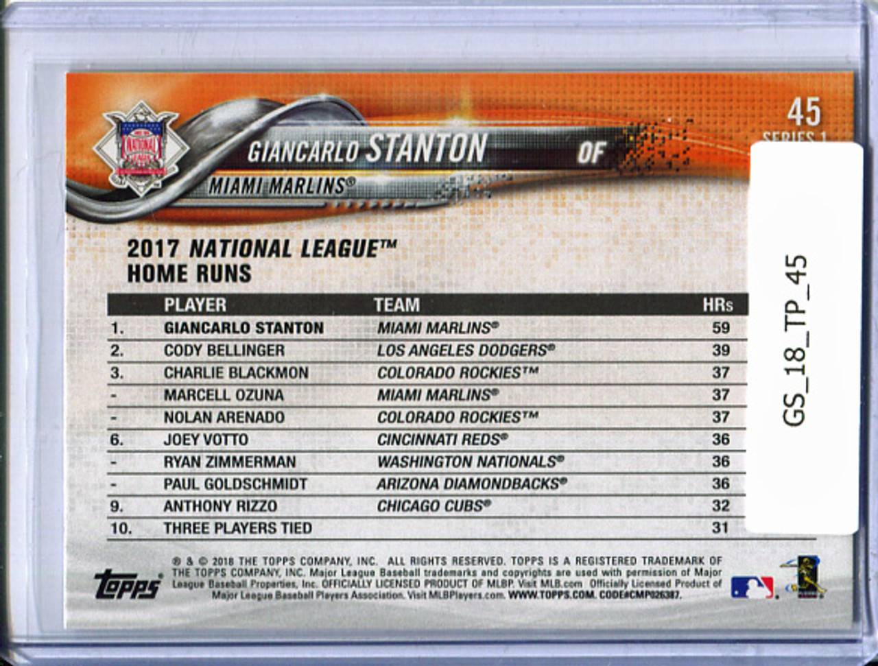 Giancarlo Stanton 2018 Topps #45 League Leaders Home Runs