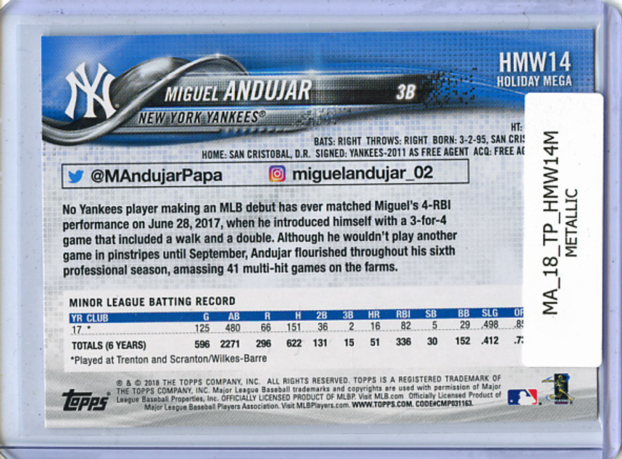 Miguel Andujar 2018 Topps Holiday #HMW14 Metallic