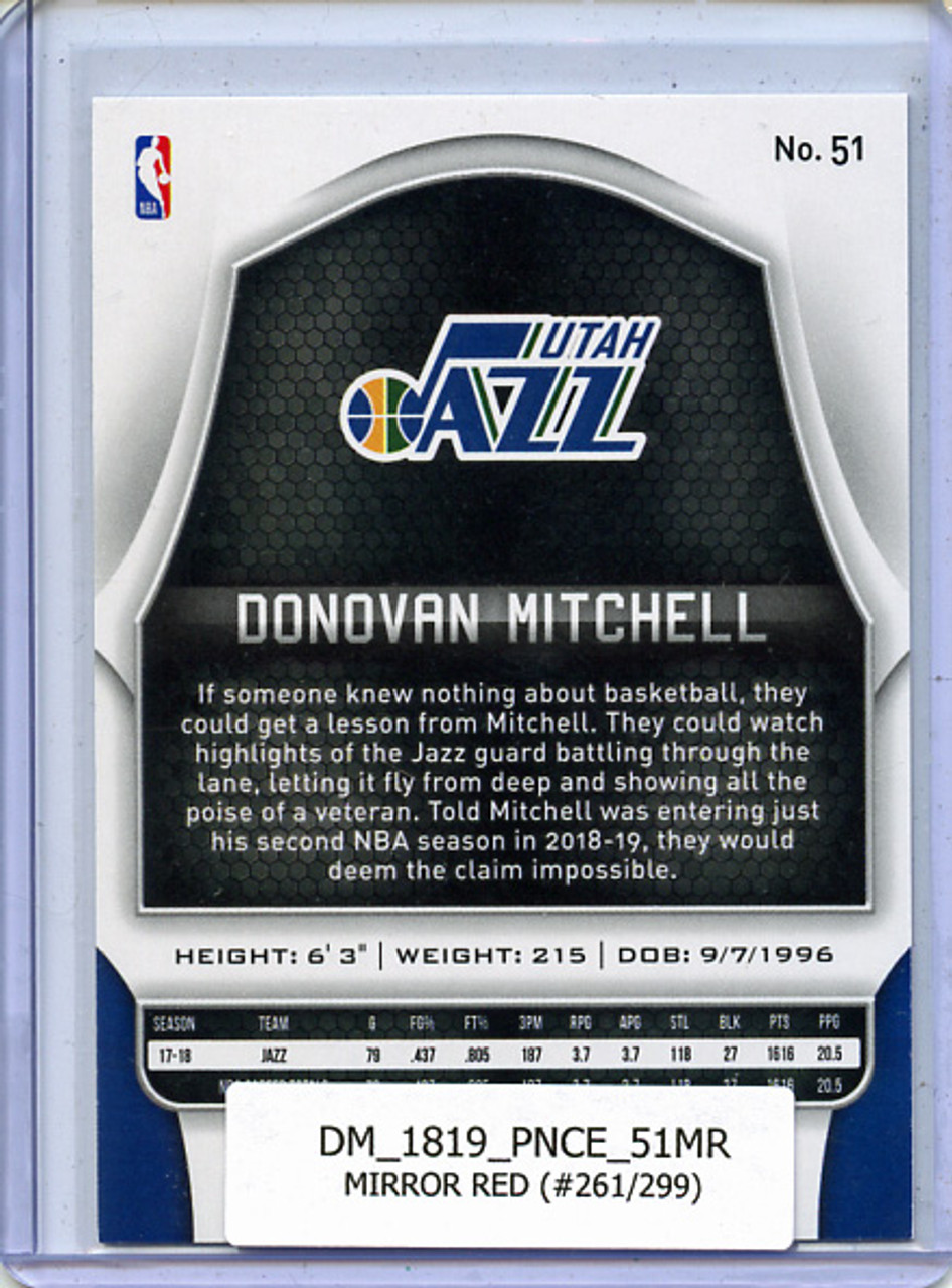 Donovan Mitchell 2018-19 Certified #51 Mirror Red (#261/299)